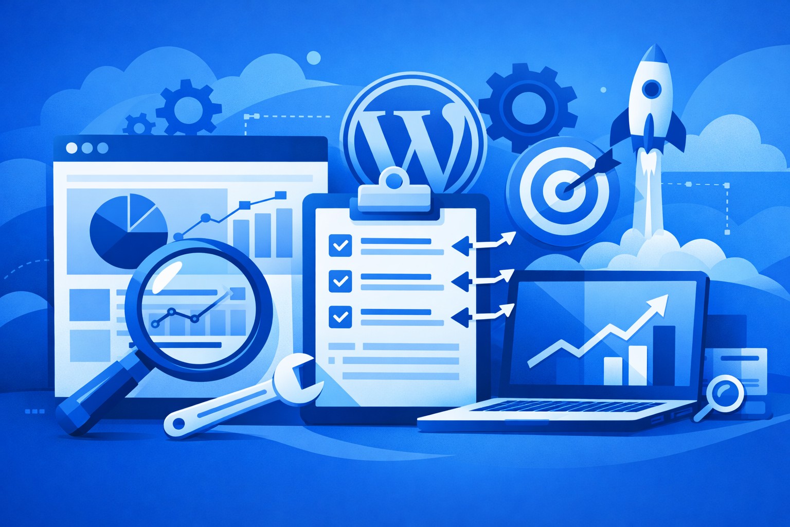 Balise meta robots : maîtriser l'indexation de vos pages 8 Diagnostic SEO WordPress avec tableau de bord et plan d'action, incluant les réglages d'indexation