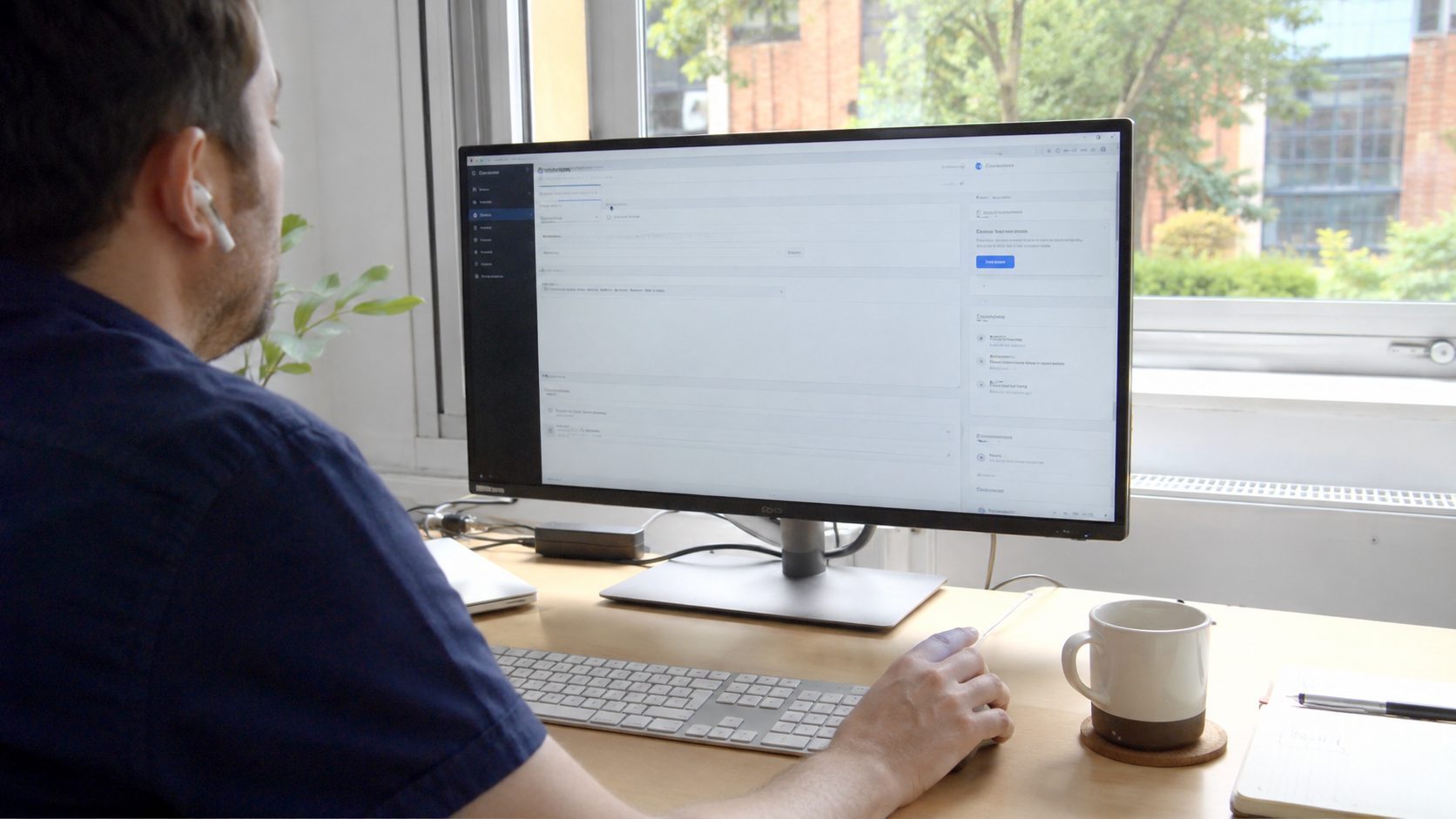 Gestion d'un back-office e-commerce sur un écran, saisie d'un formulaire produit