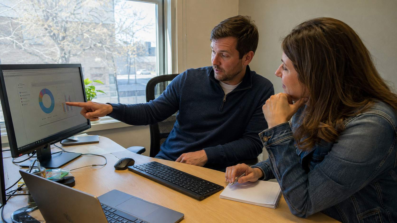 Deux personnes analysant à l'écran comment une source structurée est reprise et citée, échange autour de la visibilité IA