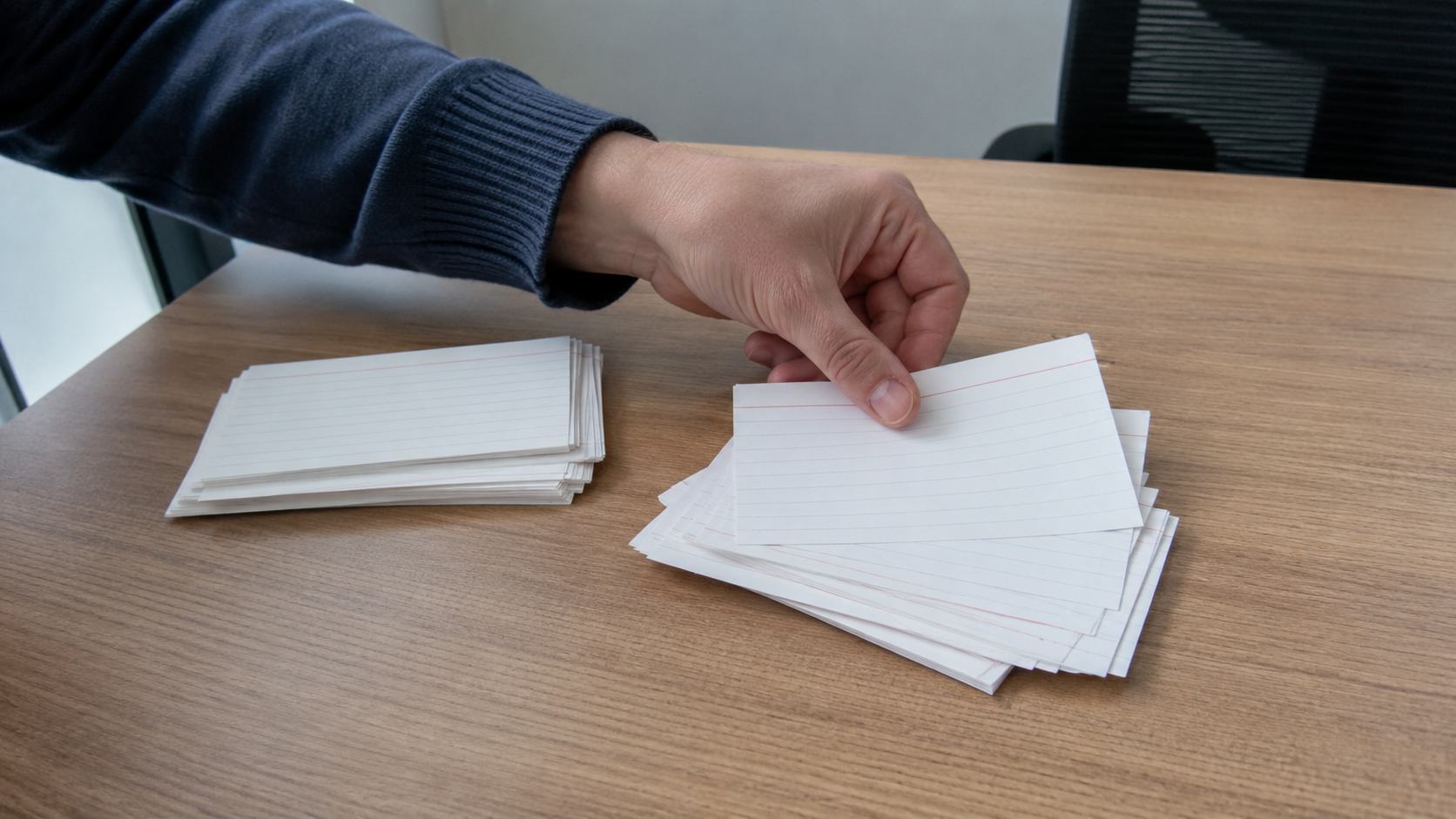 Consultant SEO triant des sujets de contenu en deux piles pour arbitrer les priorités éditoriales