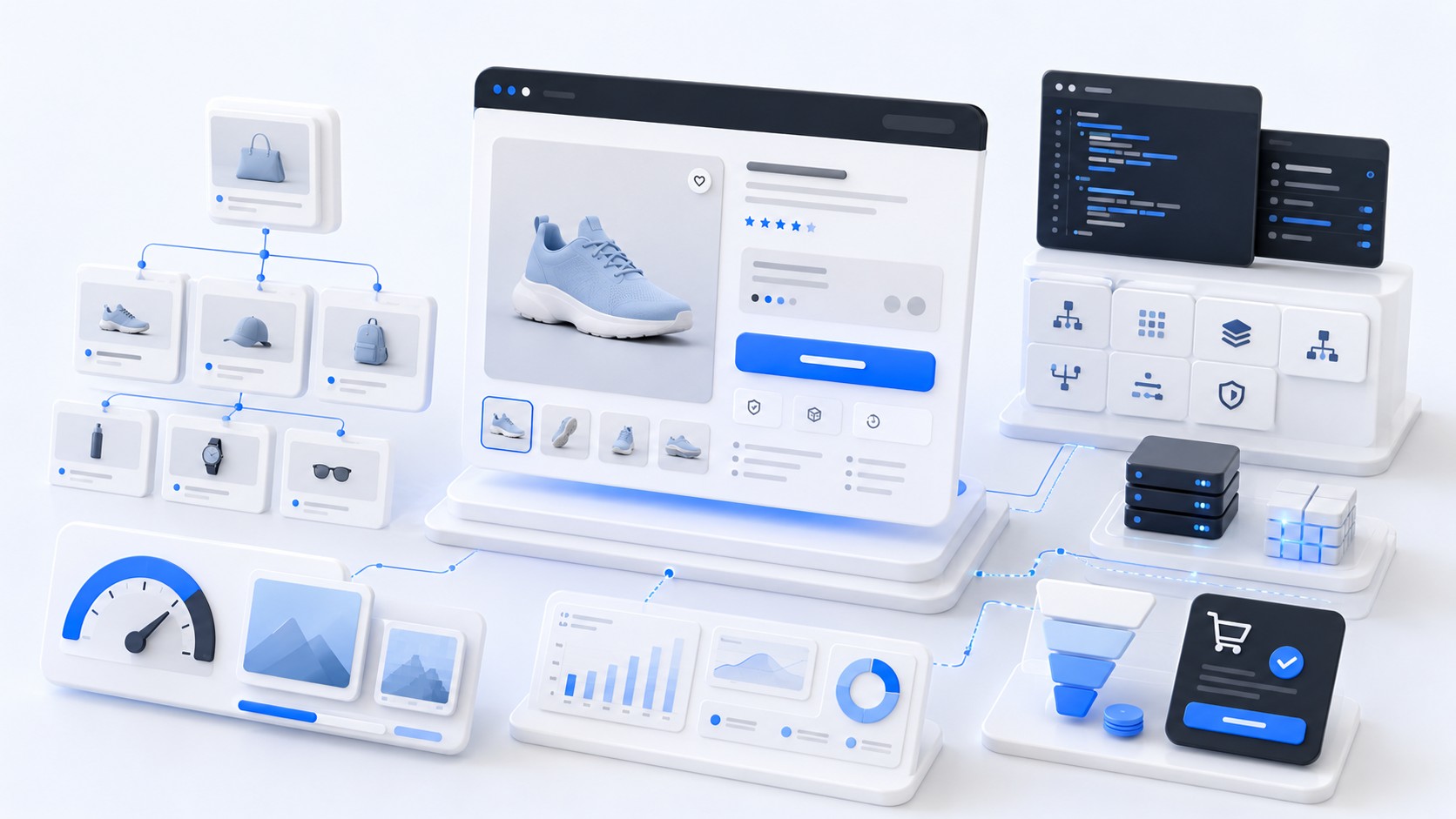 Boutique e-commerce WooCommerce WordPress, fiches produits, arborescence de catégories et performance technique
