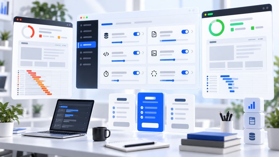 Interface de configuration du plugin de cache WP Rocket sur WordPress, réglages du cache, des fichiers et des images, avec tableaux de mesure avant et après